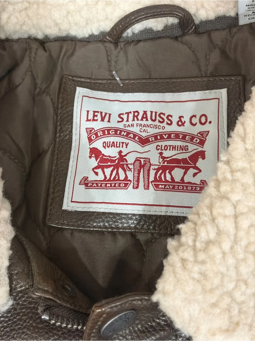 Levi's Brown men’s leather Sherpa Collar Jacket M NWOT